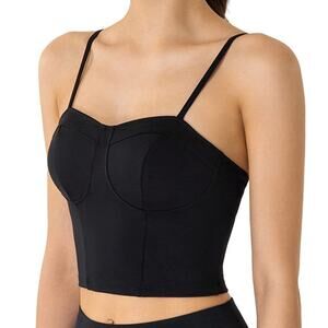 Haute Monde Black Bustier Crop Top Corset Padded Bralette Medium NEW